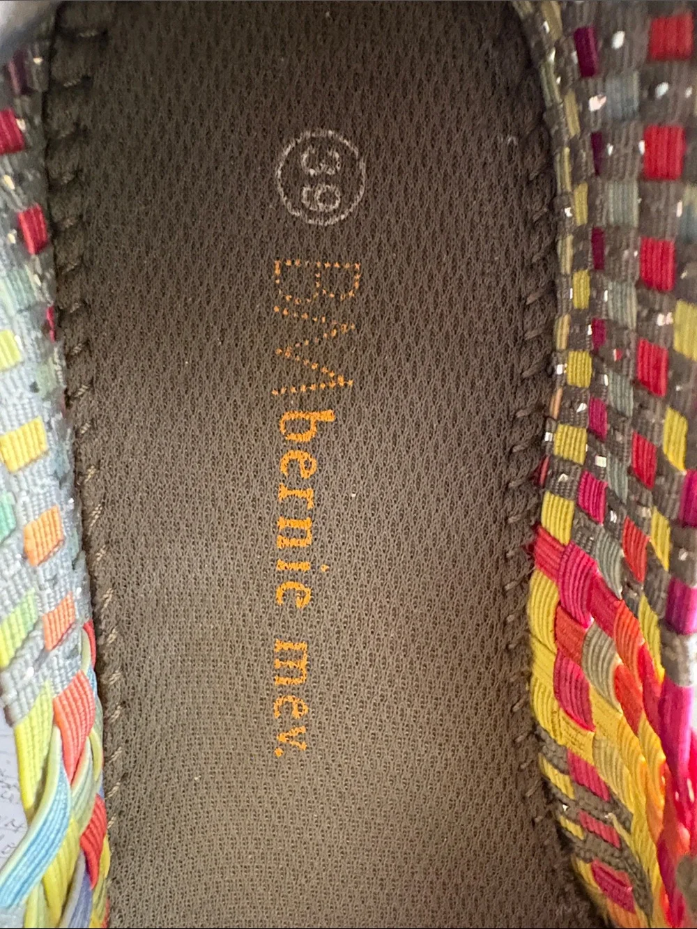 Bernie Mev Multicolor Hand Woven Peep-Toe Elastic Wedge Sport Sandal Size 39(8)